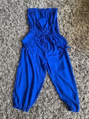 Royal Blue Strapless Jumpsuit